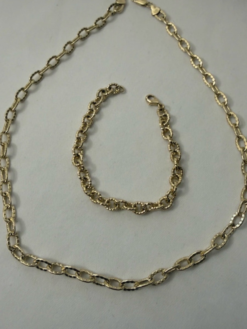 Delicate Gold-Tone Chain Necklace and Bracelet Set